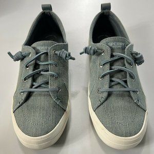 Sperry Women's Top Sider Crest V Denim Textile Blue Casual Flats Size 8.5